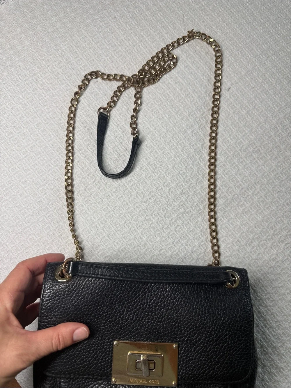 Michael Kors black pebbled leather shoulder or crossbody small bag